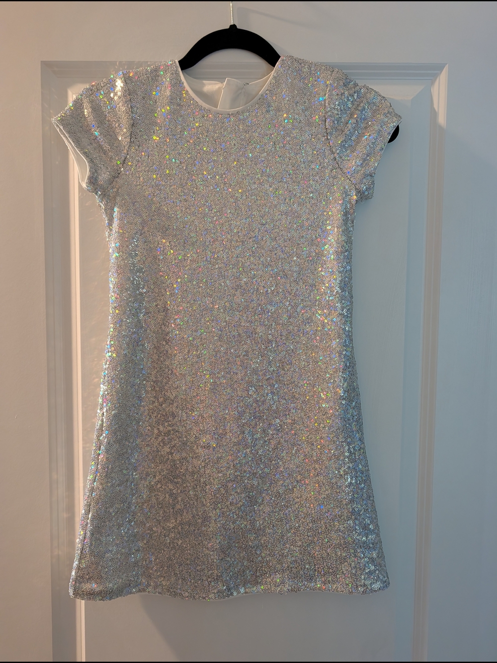 Calvin Klein Silver Sequin Short-Sleeve A-Line Dress for Girls